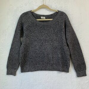 Wallace Cotton Wool Yak Blend Waffle Knit Crewneck Sweater Grey Sz M